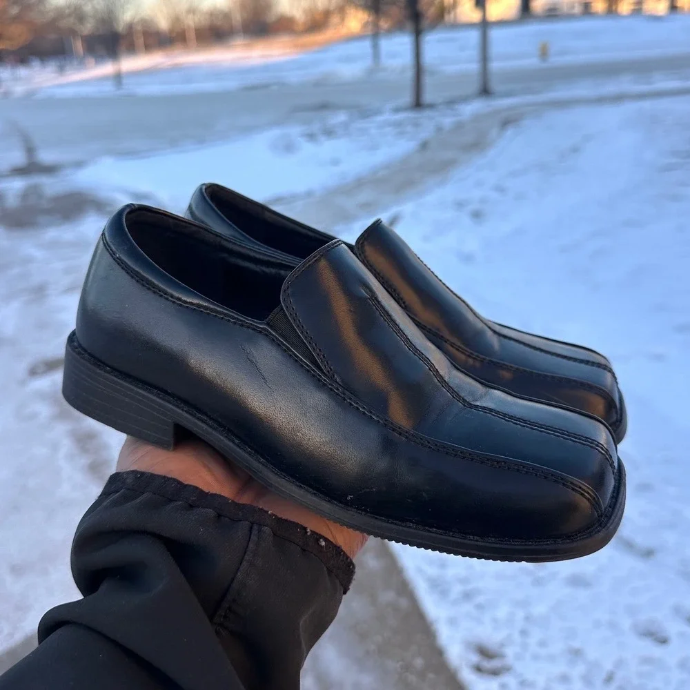 Stacy Adams Little Boys Slip On Faux Leather Loafers Size‎ 2 Black Dress Shoes